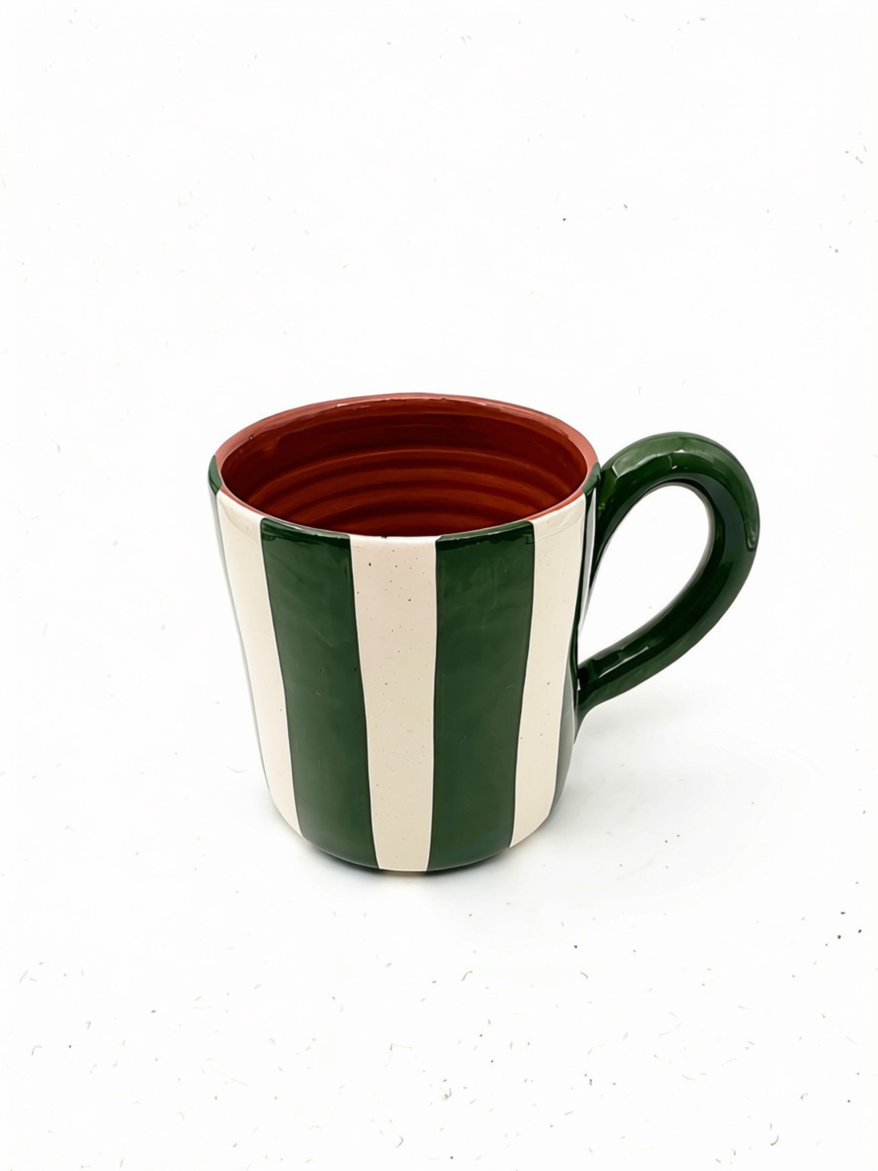Casa Cubista Bold Stripe krus i grønne og hvide striber - håndlavet og håndmalet terracotta fra Portugal
