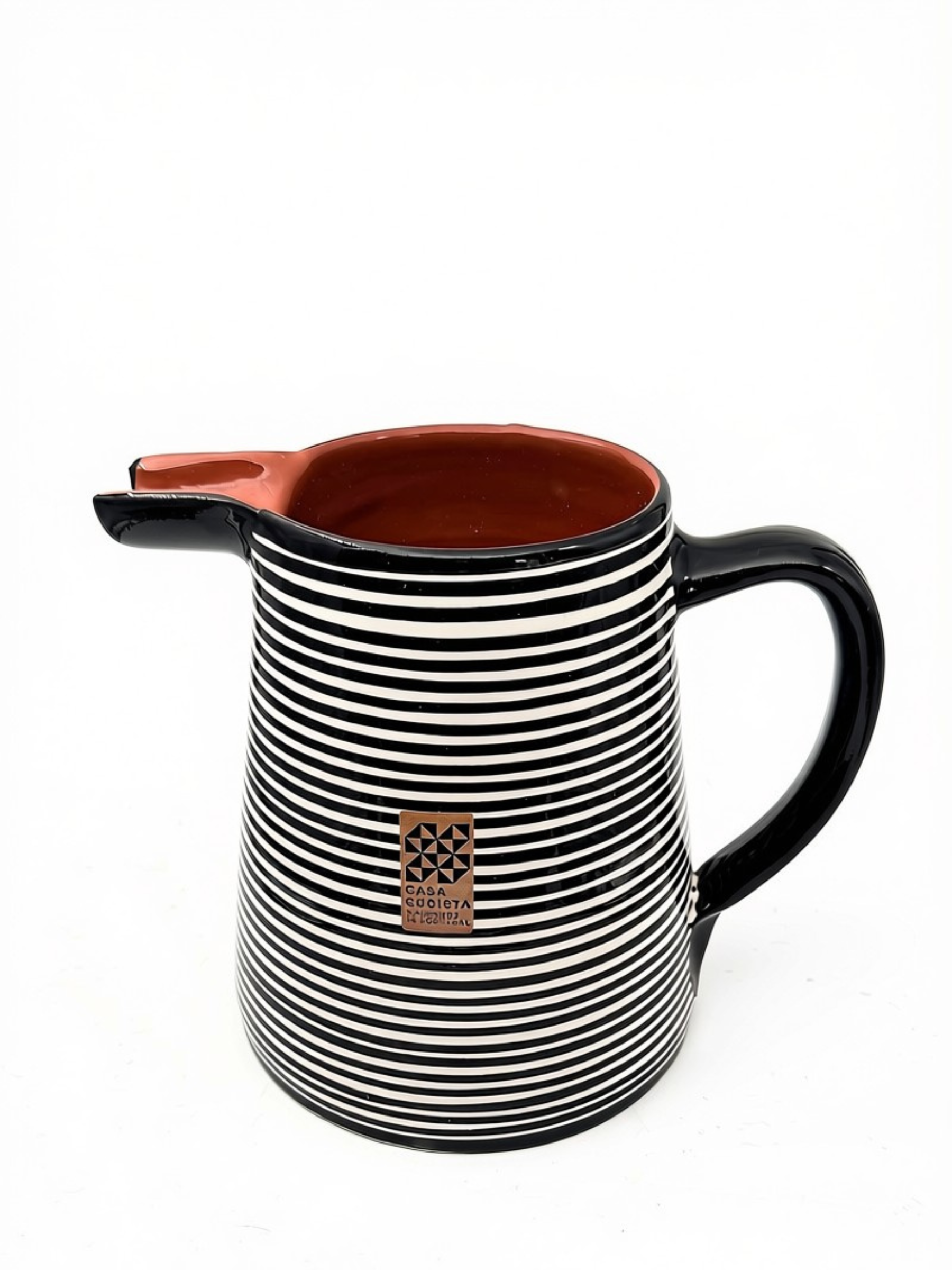 Casa Cubista Classic Stripe sortstribet kande i håndlavet terracotta fra Portugal