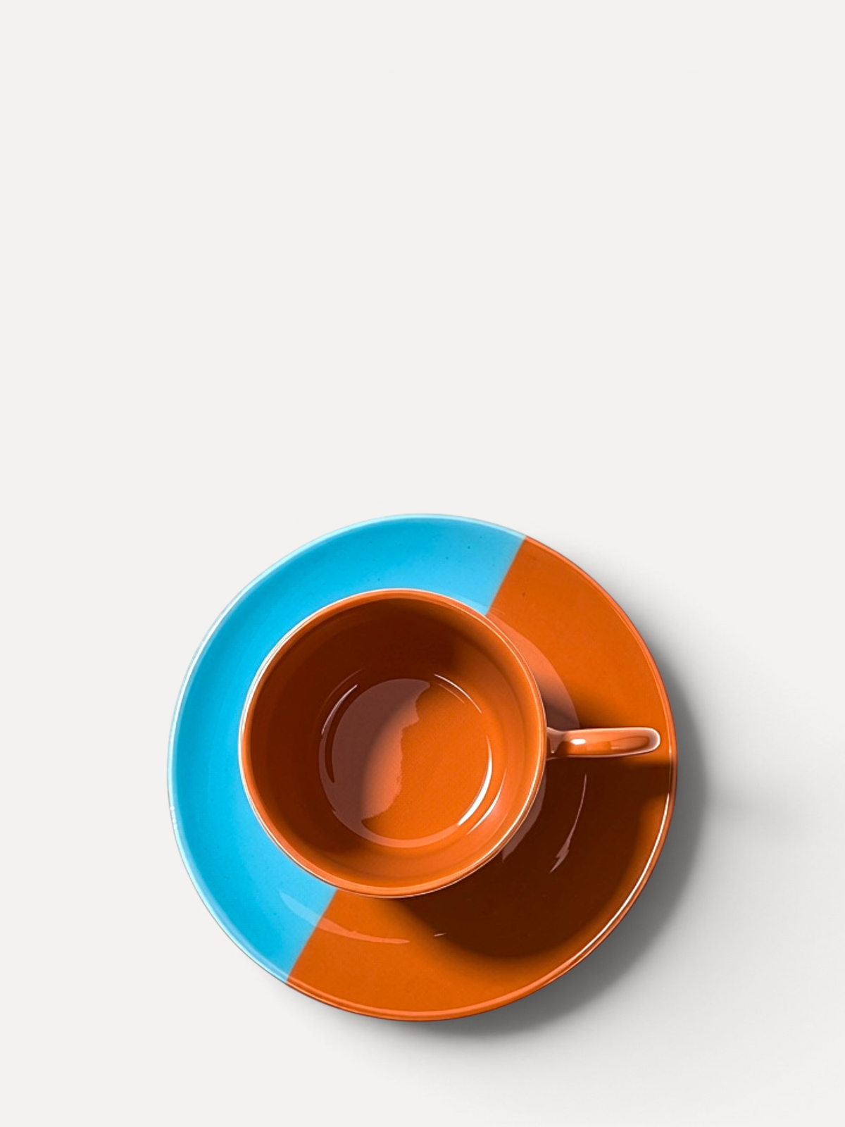 Casa Cubista Dipped espressokop i brun og aqua - håndlavet terracotta fra Portugal