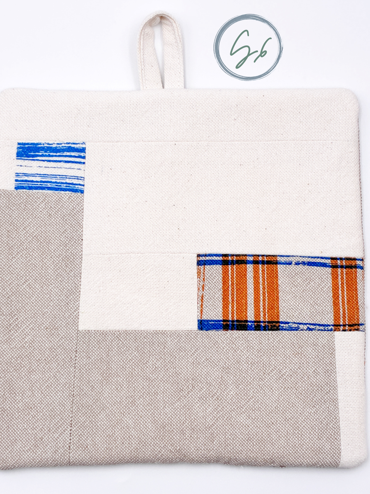 Unik grydelap med enkelt patchwork | Håndlavet i Portugal