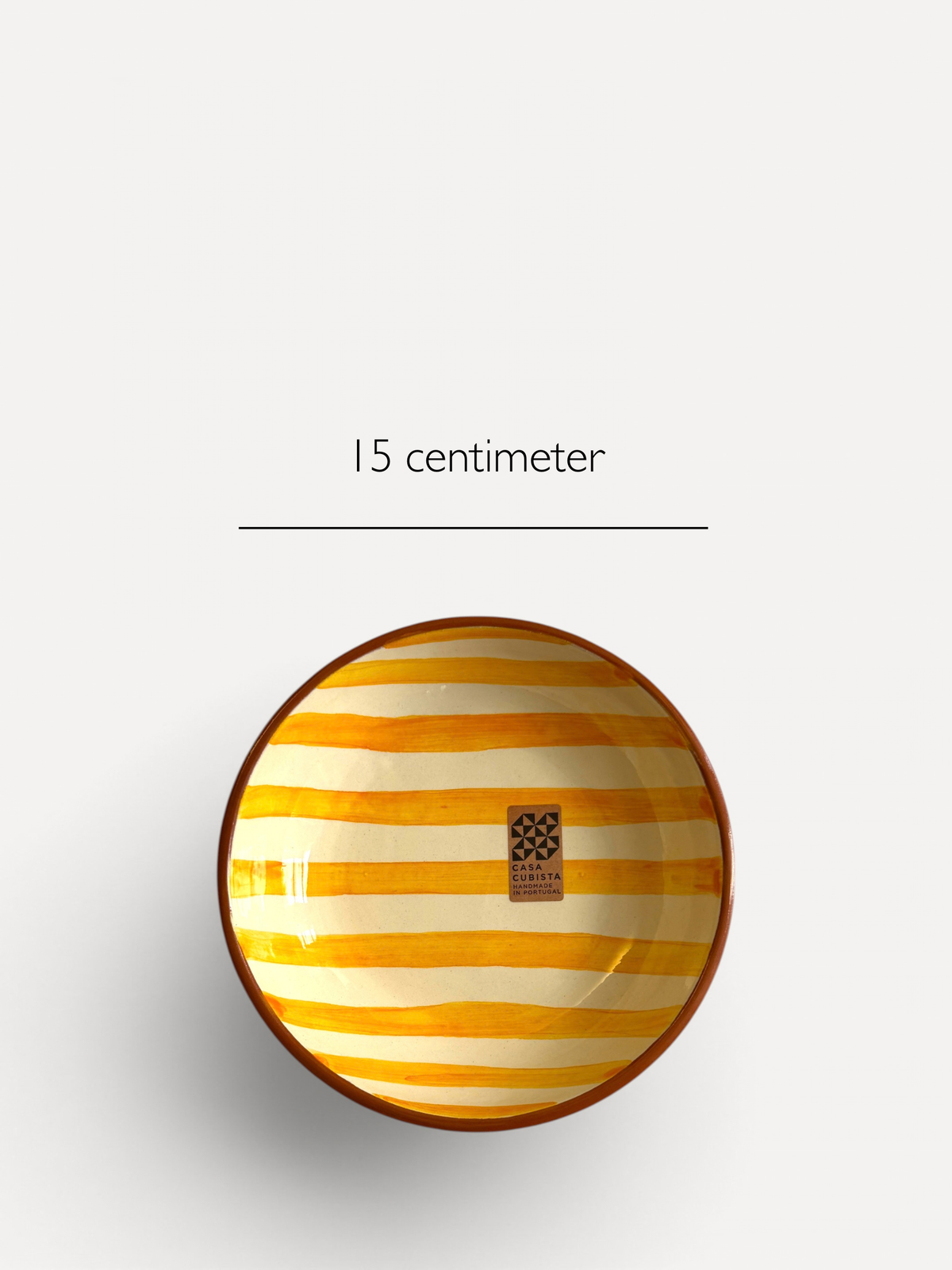 Casa Cubista Bold stripe medium bowl i gul med mål - håndlavet keramik fra Portugal