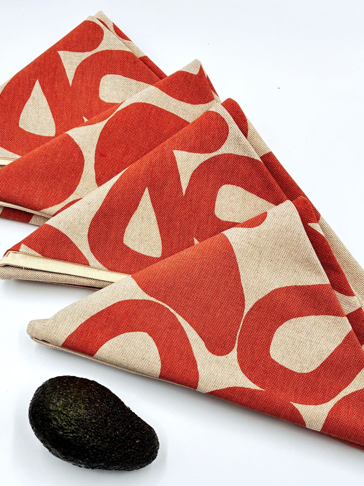 Matilde Beldroega bento bag i terracotta eller rødbrun med avocado - håndlavet og håndtrykt i Portugal