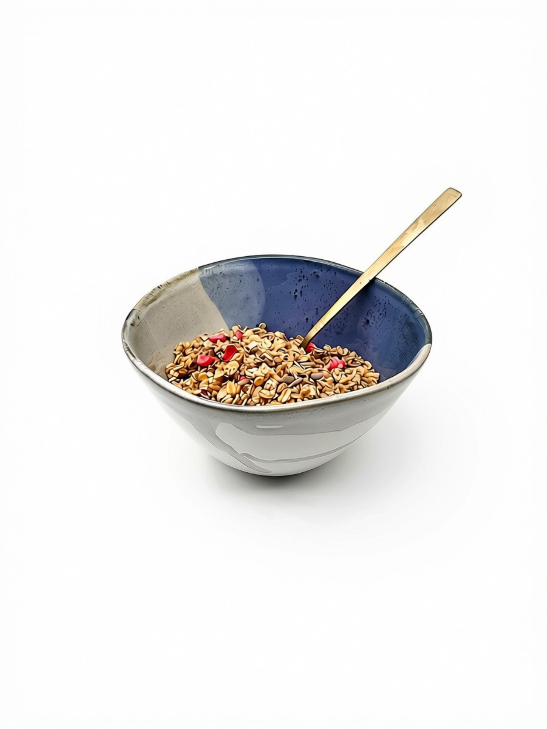 Salty Sea lille skål fra Terrafina i blå, hvid og sand med granola - håndlavet porcelænsstentøj fra Portugal