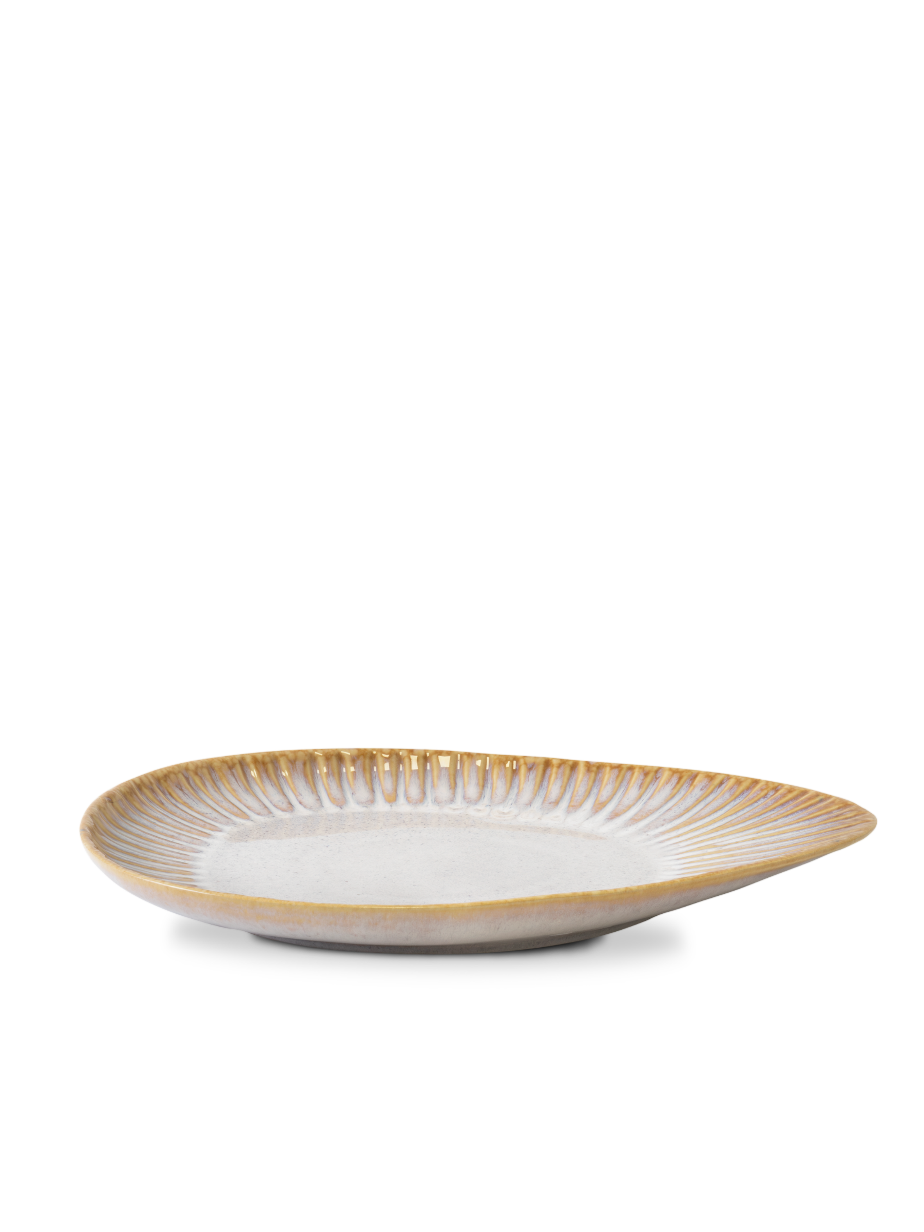 Terrafina Vieira fad i cream med gyldne kanter - håndavet porcelænsstentøj fra Portugal