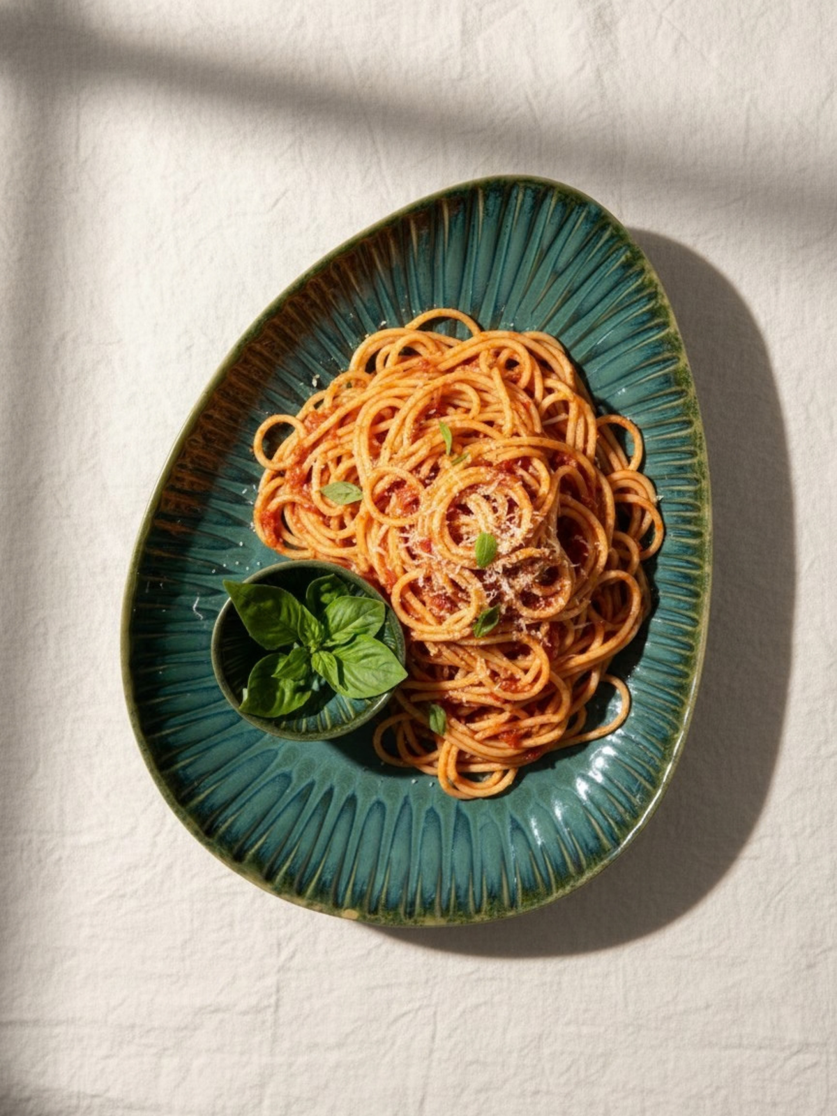 Vieira fad fra Terrafina i turkisgrøn med pasta - håndlavet keramik fra Portugal